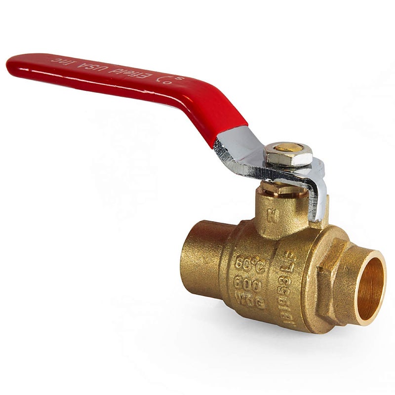 EFIELD (Pack of 10) EFIELD 3/4-Inch Sweat Brass Full Port Shut-off Ball Valve, 600 WOG (Water, Oil and Gas), Female Sweat Solder Connector SWT x SWT,(VALVE047-10PCS) - Image 3